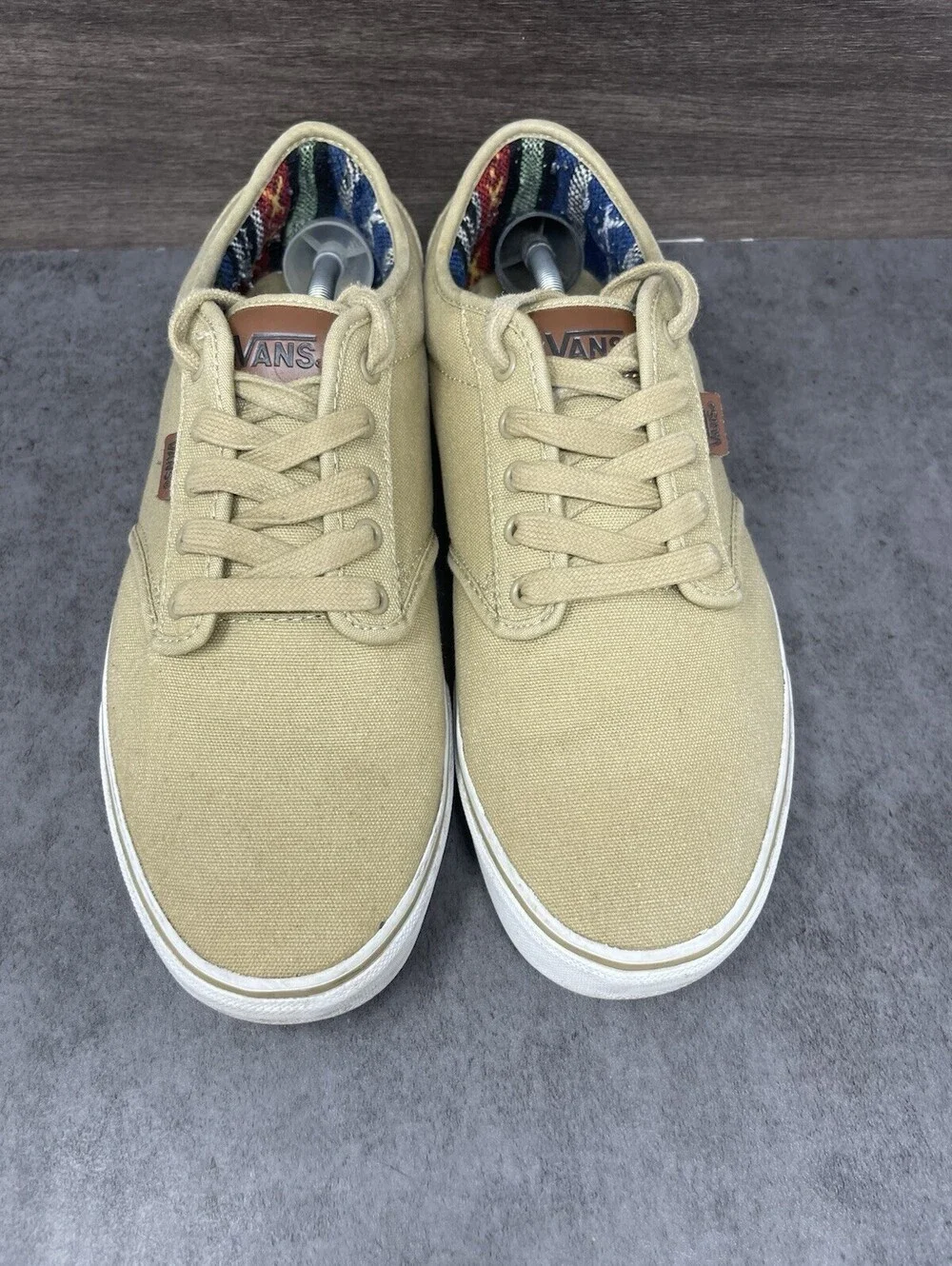 Vans Atwood Deluxe Sneakers Mens Size 13 Khaki Brown Tan White Low Top